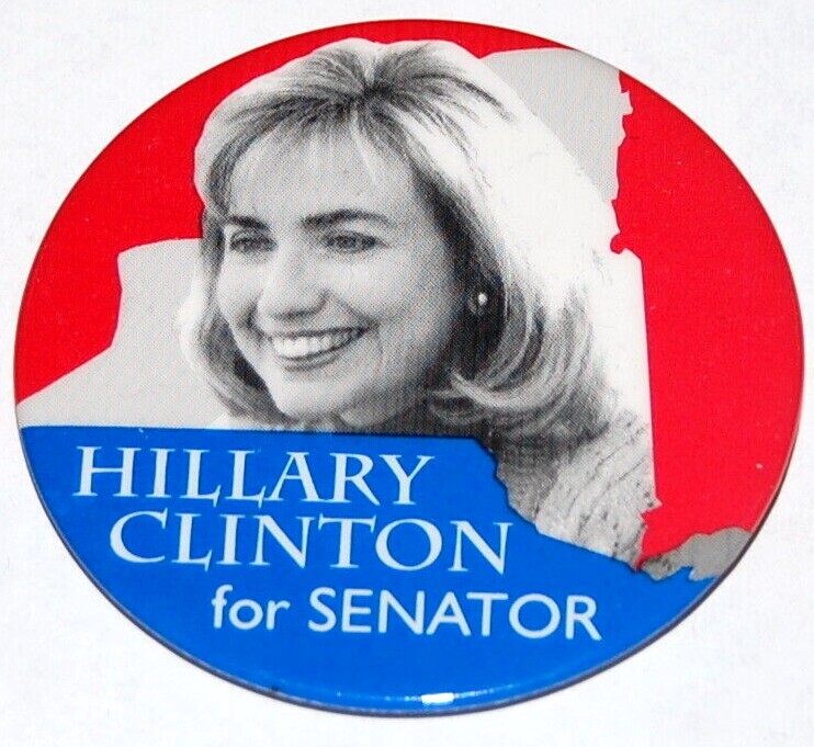 2000 HILLARY CLINTON New York Senate campaign pin pinback button