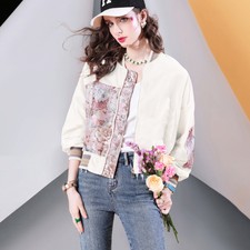 2025 Spring Women's Loose Large Size Embroidery Fashion Coat Baseball Jacket Top