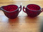 vintage depression mount vernon ruby sugar and creamer