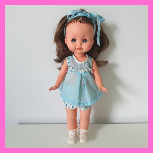 Vintage Italy Zanini & Zambelli Rubber Toddler Doll Open Close Eyes 14" Dress