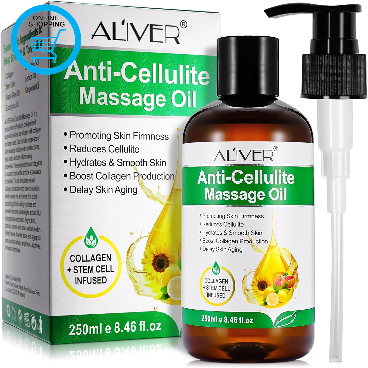 Anti Cellulite Massage Oil, Firming Body Massage-Oils, for Belly, Thigh and Butt