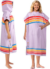 Surf Poncho Changing Robe with Hood, Quick Dry Microfiber Wetsuit Changing Towel