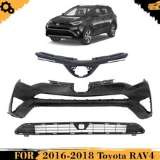 Front Bumper Cover Fascia Paintable & Grille Assembly For 2016-2018 Toyota RAV4