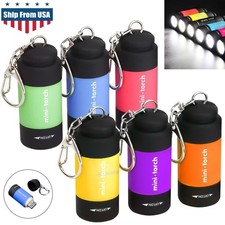 USB Rechargeable Mini LED Keychain Flashlight Waterproof Camping Outdoor Torch