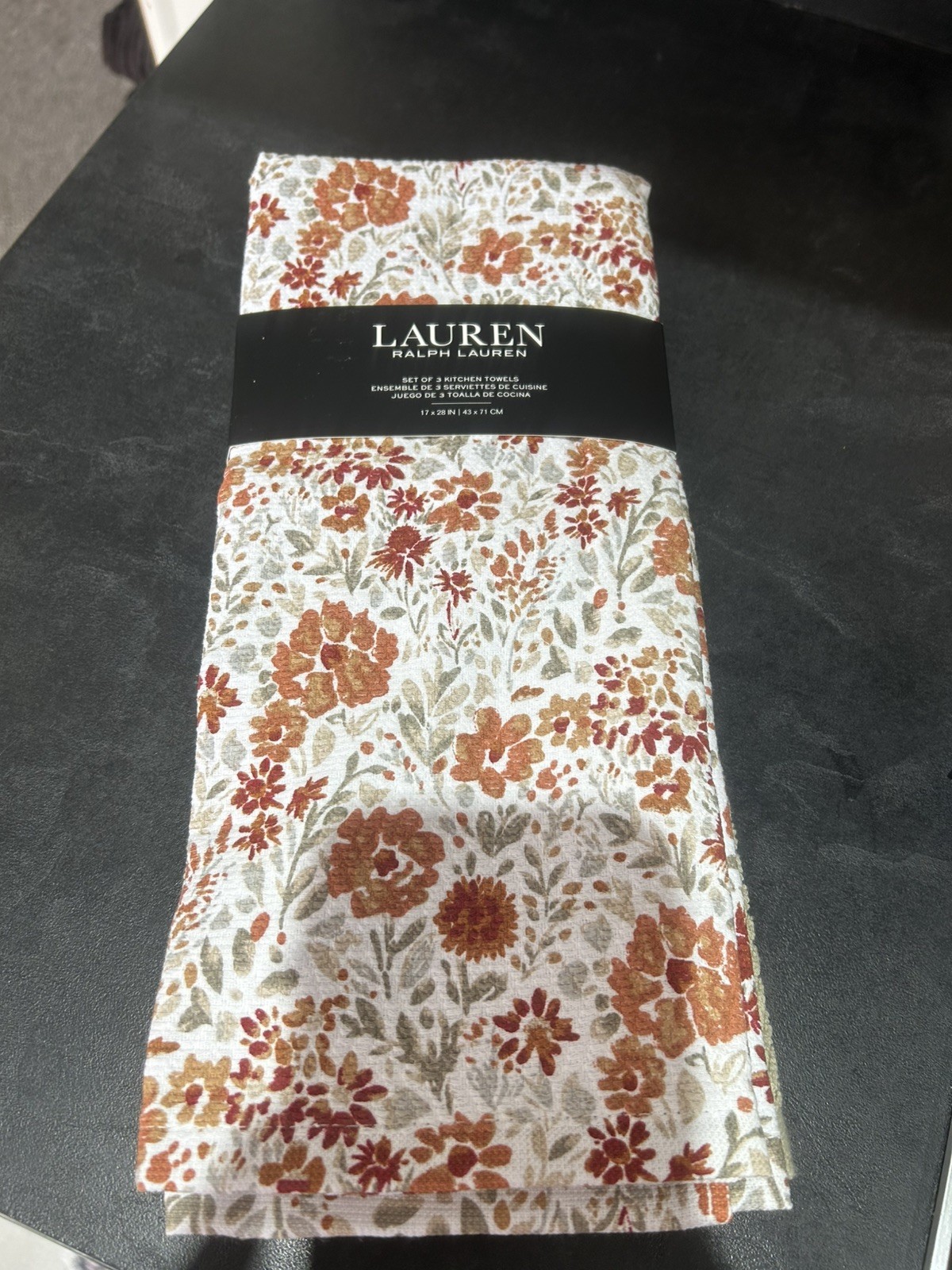 Lauren Ralph Lauren 100% Cotton Kitchen/Tea Towels, Set of 3