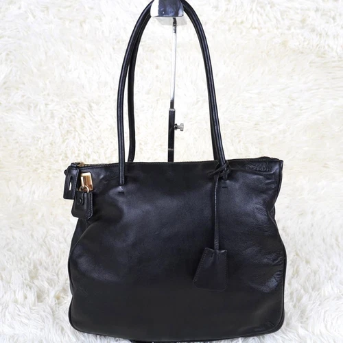 Sac bandoulière cuir PRADA authentique noir moyen femme Italie 104316
