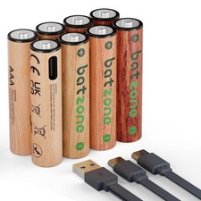 8 Pack 666mWh 1.5V AAA Rechargeable Lithium ion Battery USB -C Battery  Cable