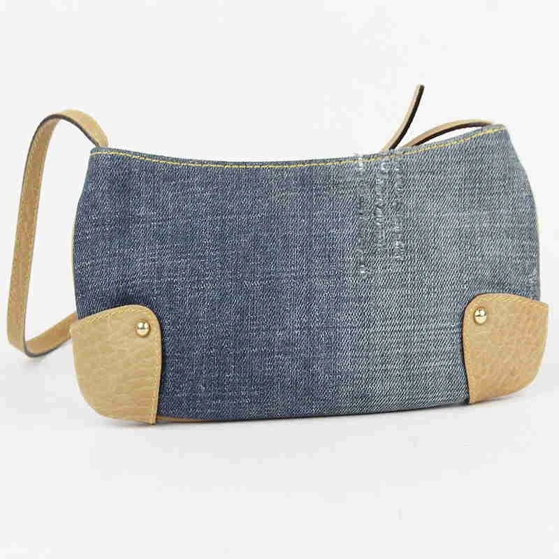 Bolsa de ombro Dolce & Gabbana bolsa jeans leopardo couro marrom marinho autêntica - Imagem 2 de 4