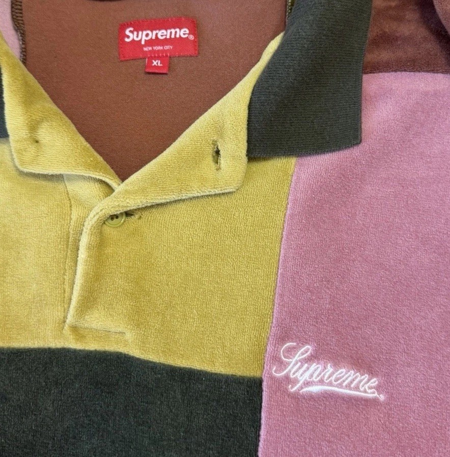 トップス SUPREME 20FW/PATCHWORK VELOUR POLO Supreme-Patchwork-Velour-L-S-