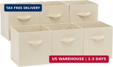Basics Collapsible Fabric Storage Cubes Organizer with Handles, Sturdy St