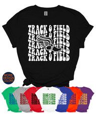 Track & Field T-SHIRT w- Winged Foot & Retro Bubble Font, Youth & Adult sizes