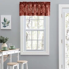 Ellis Curtain Lexington Leaf Printed Leaf Pattern Tailored Valance 58"x15" Brick