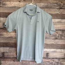 Straight Down Mens Performance Polo Shirt Medium White Striped Golf Classic