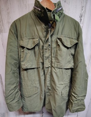 VTG Distressed Military M65 Hooded Field Jacket w/Quilt Liner