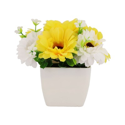 Tuschend echte Kunstpflanzen fr den Auenbereich Topf mit Gras und Blumen  | eBay.de