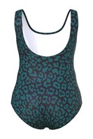 Badeanzug Damen Plus Size 58, Leomuster DunkelgrüN, Ulla Popken, Ohne Softcups