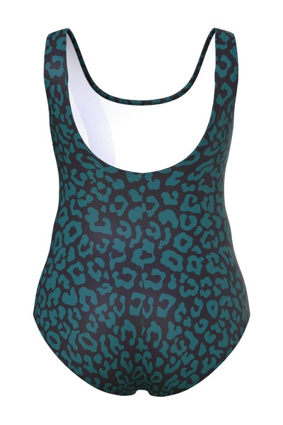 Badeanzug Damen Plus Size 58, Leomuster DunkelgrüN, Ulla Popken, Ohne Softcups-image