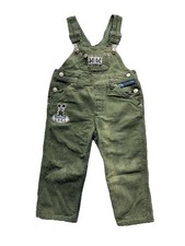 Vintage Disney Mickey Mouse Green Corduroy 3T Toddler Overalls 027