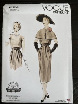 UNCUT Vogue V1964 Misses Dress & Capelet 1950s Design B5 (8-16) Sewing Pattern