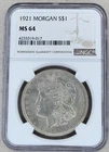 1921 Morgan Silver Dollar NGC MS 64 US Mint $1