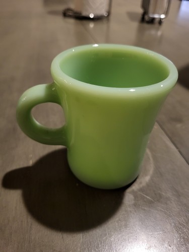 6 FIRE KING ANCHOR HOCKING JADEITE RESTAURANT THICK C HANDLE MUG & FLAT BOTTOM  - Picture 15 of 24