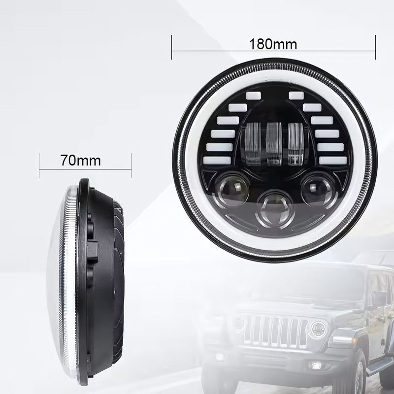 Chrome 7 inch Round Halo H4 LED Headlights For Jeep Wrangler JK TJ CJ JL 97-2018 thumbnail 5