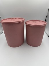 Vintage Dusty Rose Tupperware Set Of 2 Canist...
