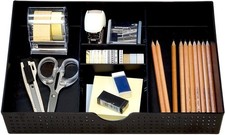 Drawer Organiser - Sleek Black Stationery Storage with Adjustable Dividers