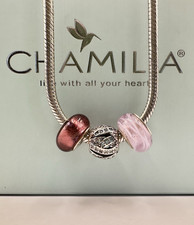 Chamilia Charm Bundle. 3 x Charms. Murano, CZ Sterling Silver 925