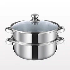 Steamer Pot for Cooking 3.0-Quart Steam Pot with Lid 2-tier Multipurpose Stai...