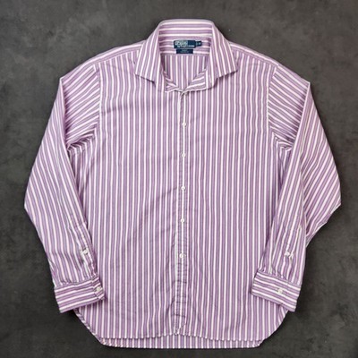 Polo Ralph Lauren Dress Shirt Mens XL 18 Purple Striped Regent Custom Fit  Italy | eBay