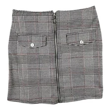 Lina Chix Women's Plaid Mini Skirt XS Grunge Y2K Zip Front Punk Academia