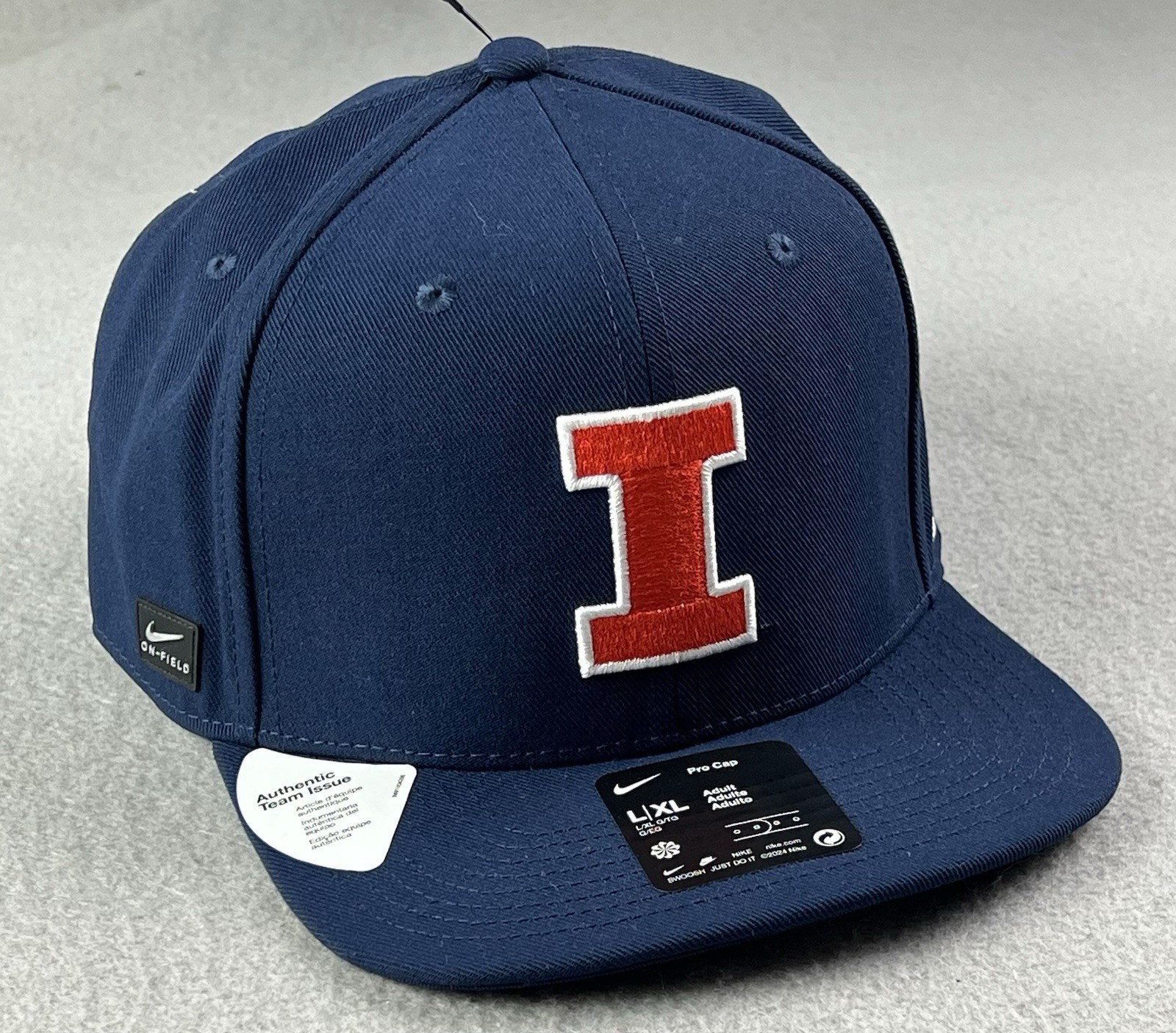 NIKE Illinois Fighting Illini Authentic Team Issue Hat Adjustable Sz L/XL NEW