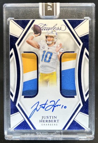 2024 Panini Flawless Justin Herbert Dual Patch Auto Autograph Black Box #1/1