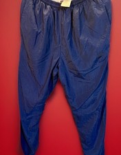 VINTAGE Y2K Nike Windbreaker PANTS L Blue Nylon Elastic Waist Zipper Ankle Track