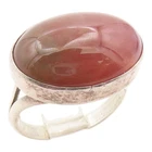 925 Sterling Silver Vintage Ring Classic Cabochon Carnelian Band  Sz 6  RG35921