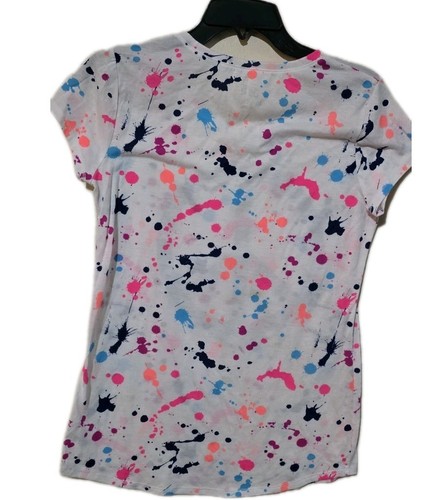 Justice Girls T-Shirt Size 20 Paint Splatters Peace Sign Short Sleeve 2X Top - Picture 4 of 7