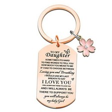 Daughter Keychain Birthday Graduation Christmas Gift Keychain from Mom Dad Gold