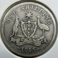 1915 Shilling Coin - Very Good - Key Date George V Silver Predecimal