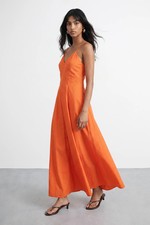 Warehouse Orange Midi Dress Womens Daywear Dresses