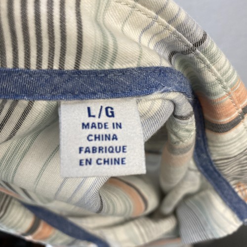 Tommy Bahama Shirt Mens Size L Coral Horizon Stripe Oil Blue ST325713 Beach EUC - Picture 10 of 11