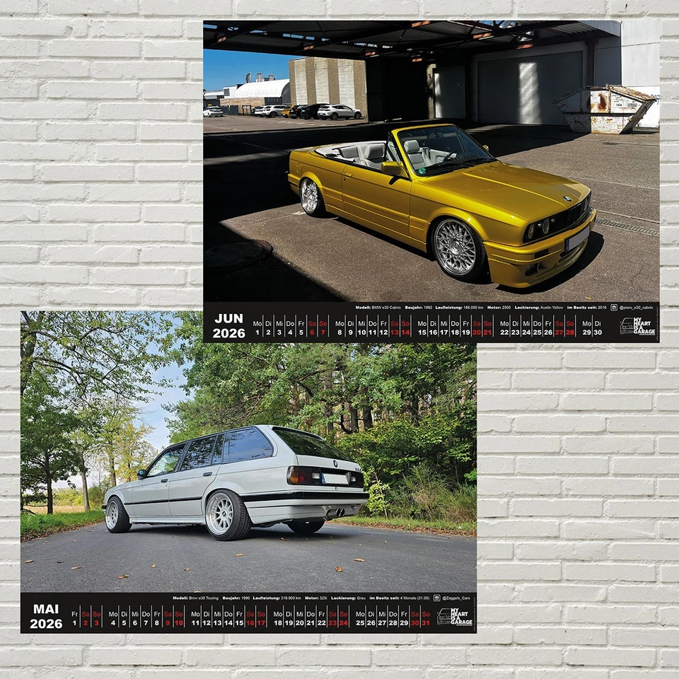 Fan Kalender 2026 - durch das Jahr mit dem BMW E30 (XXL-DinA2 quer) - Bild 4 von 4