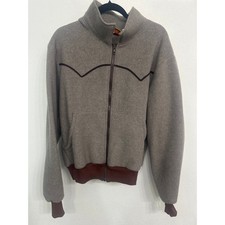Vintage Comfy Made In USA Western Gray Fleece Zip Up Jacket Medium