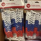 6 pkg Red, White & Blue STAR PARTY GLASSES. 12 in each pack