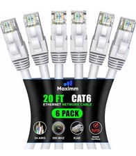 Cat 6 Ethernet Cable 20 ft 6-Pack - High-Speed LAN Cable Internet Cable Patch...