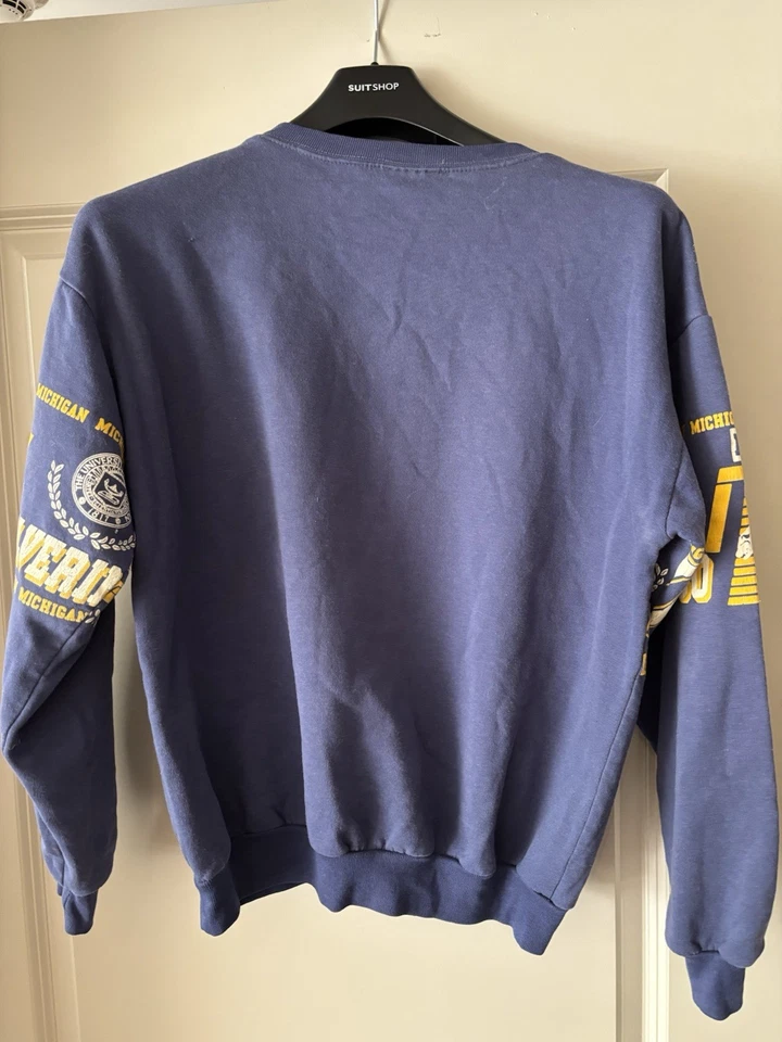 Sudadera vintage Michigan Wolverine, talla grande, azul marino Foto 3 de 4