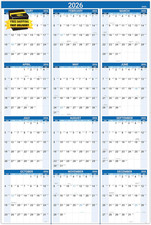 2026 Yearly Wall Calendar - JAN 2026 - DEC 2026, 22.8" X 34.4" Open , 2026 Wall