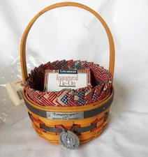 Longaberger 1997 Inaugural basket liner insert & tie on MINT