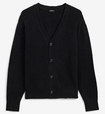 Express Cardigan Sweater Mens Medium Black V-Neck Button Front Knit New 88 MSRP