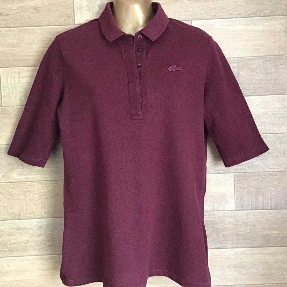 Lacoste Womens Vintage Slim Fit Maroon Polo Shirt Size 44 / XL F70204 Golf Sport - Image 2 of 4